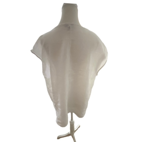 100% Linen by Hester & Orchard White Oversized Cap Sleeve Size Large - Picture 3 of 15